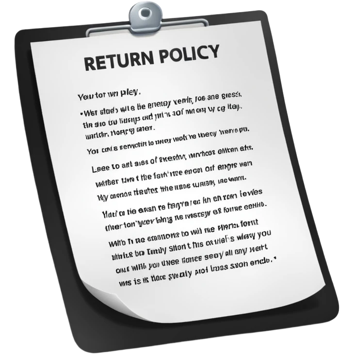 just 2 words "return policy", no background emoji