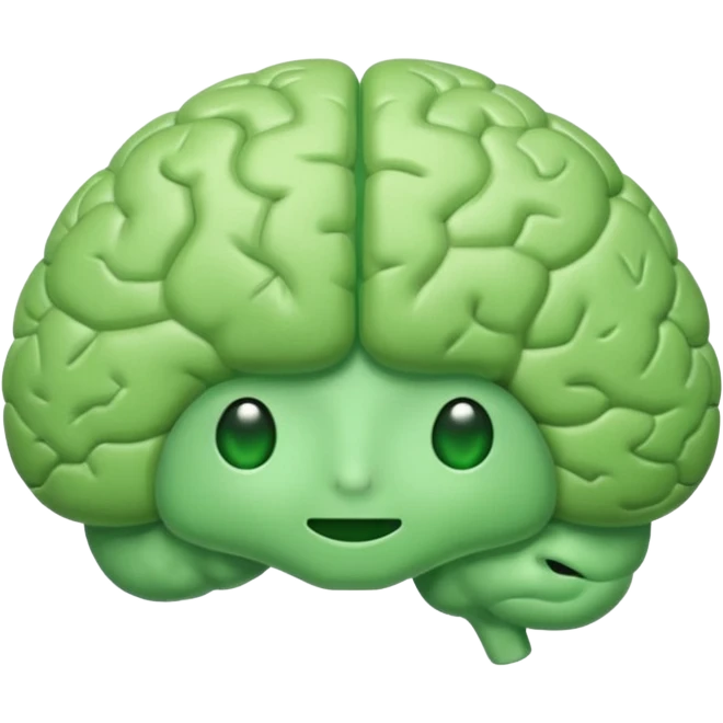 green brain with green plus on it emoji