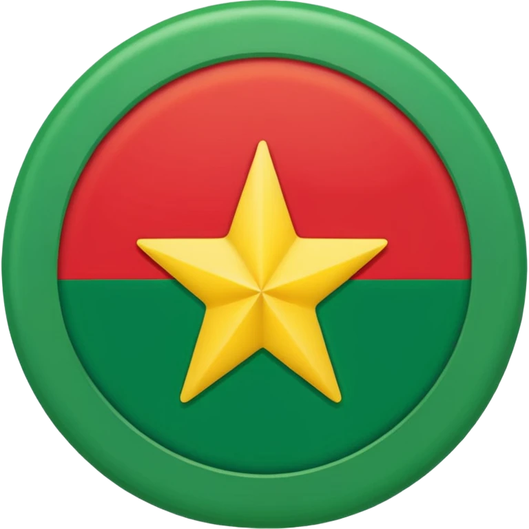 Red background with a green bonded cricle in the middle that inside the green bonded circle is yellow and inside the yellow there is a red star that its edges touches the green bonded circle , its a flag emoji