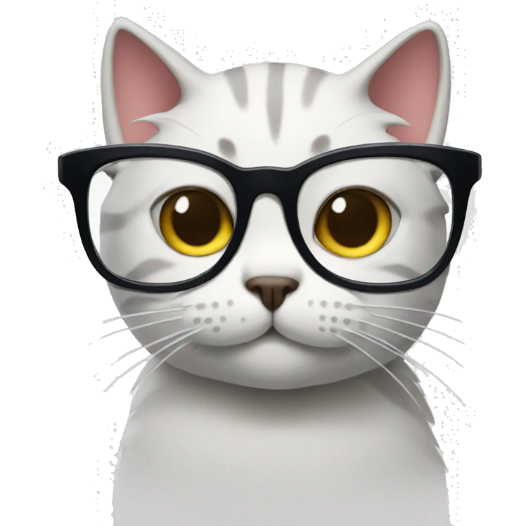 A cat with glasses writing notes emoji