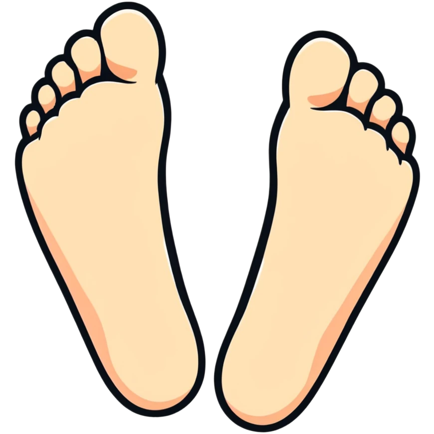 white feet soles, bottom view of feet emoji