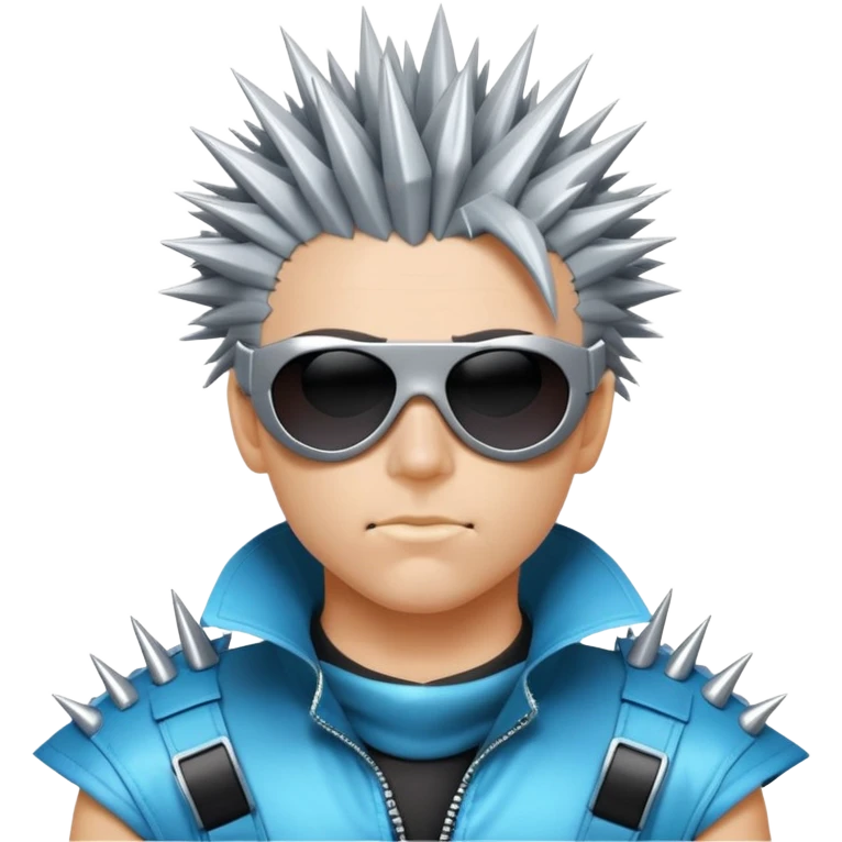 cyber y2k guy with spiky hair, futuristic sunglasses, and duct tape across his mouth emoji