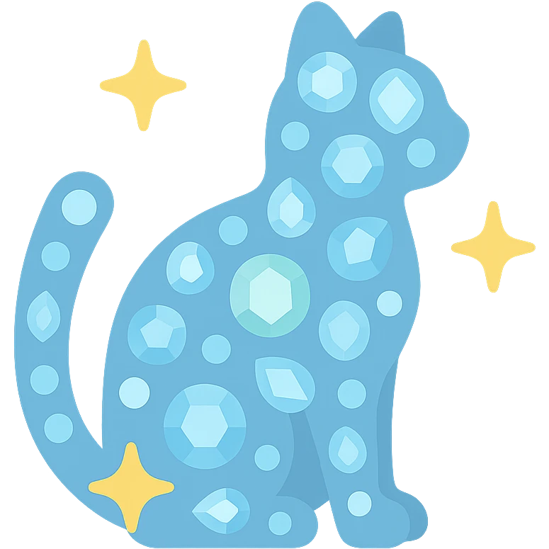cat made of sparkling gems, color icon emoji