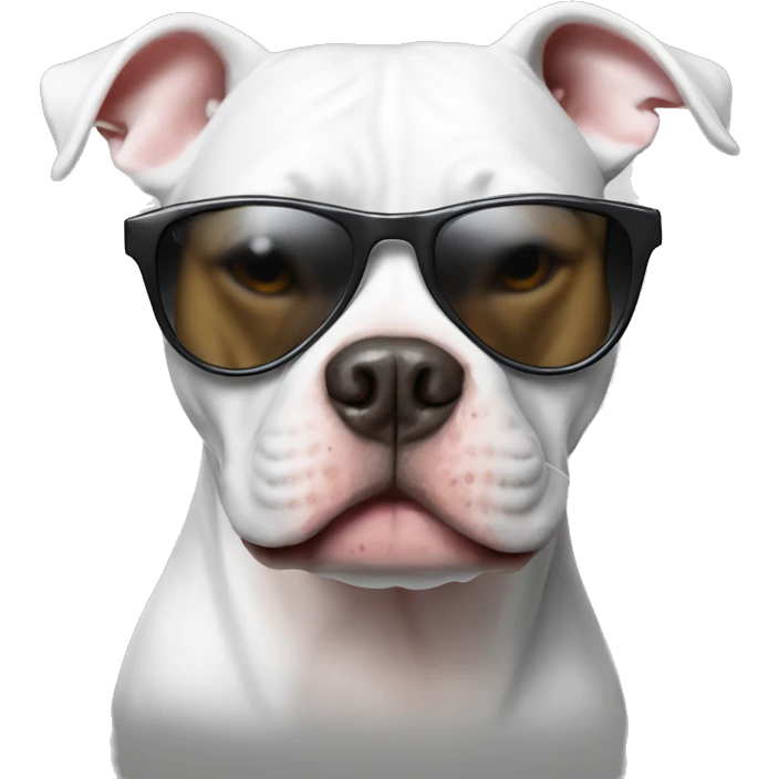 White pitbull with sunglasses  emoji
