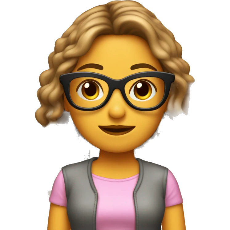 mujer piel banca pelo largo café gafas emoji