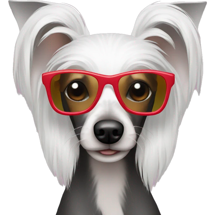Chinese crested dog with sunglasses  emoji