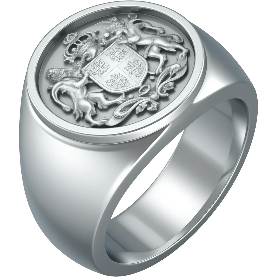 A signet ring emoji with engraved crest, old money family heritage aesthetic, polished luxury emoji