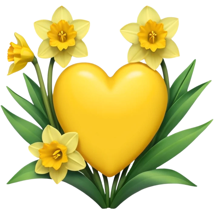 heart with spring daffodils emoji