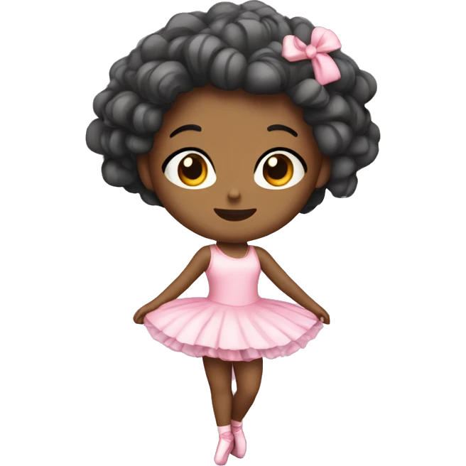 criança bailarina, branca, com coque no cabelo, abraçando um coração emoji