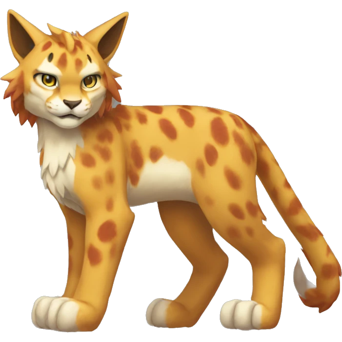 Fire-type Fakémon-Lynx full body emoji