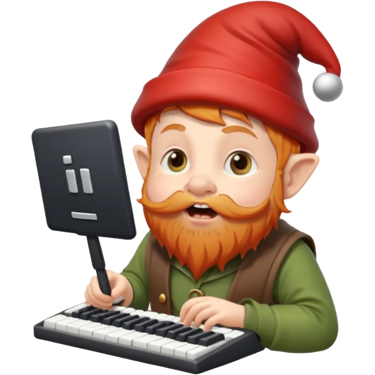 A little ginger gnome with a keyboard in his mouth emoji