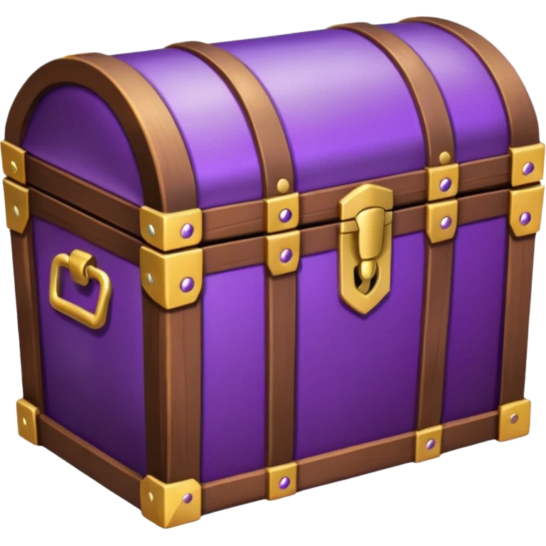 wooden brown treasure chest filled with  purple coins pack in gradient emoji