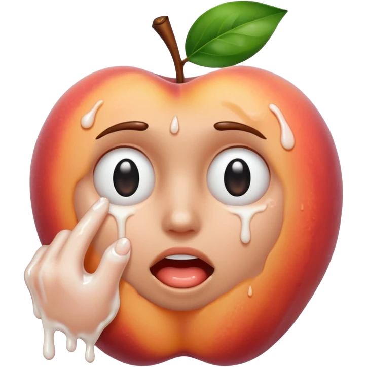 Fingers inside of peach with hole and icing dripping out  emoji