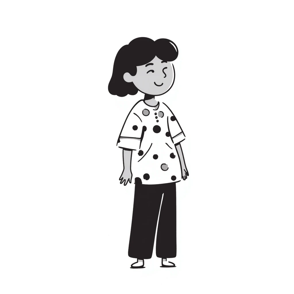 Cartoonish girl smiling with short hair emoji