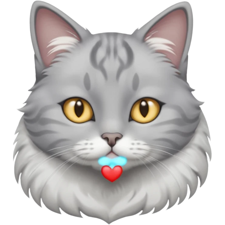 Gray cat with calm eyes, half body emoji