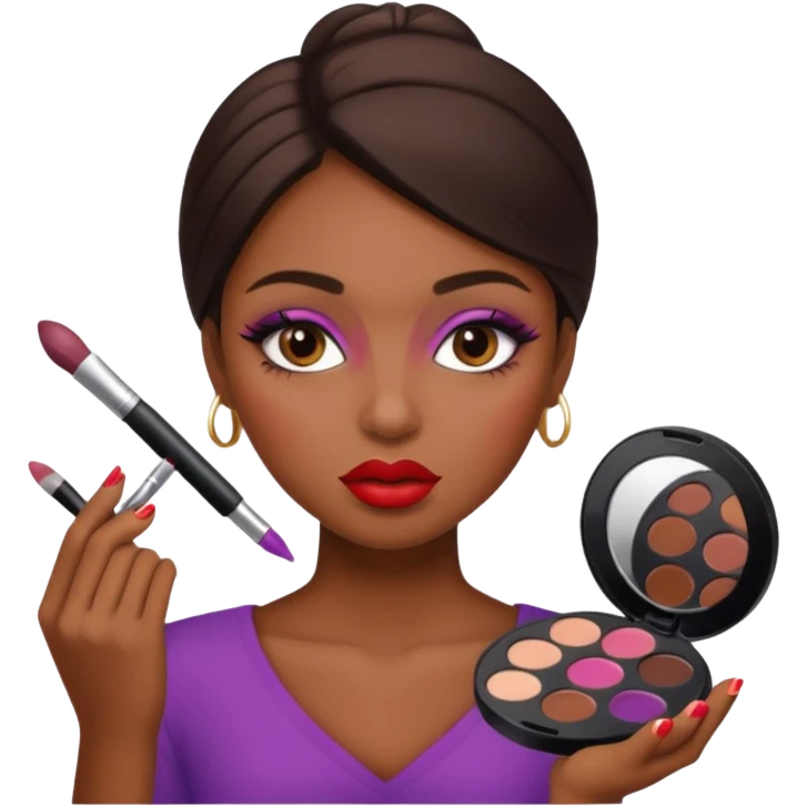 Una niña morena maquillandose emoji
