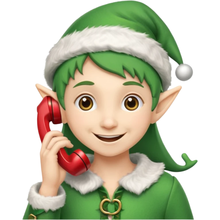christmas mini elf talking on the phone emoji