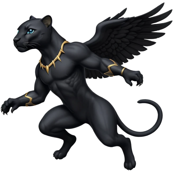 Black winged panter in jump, like bagira, has wings emoji