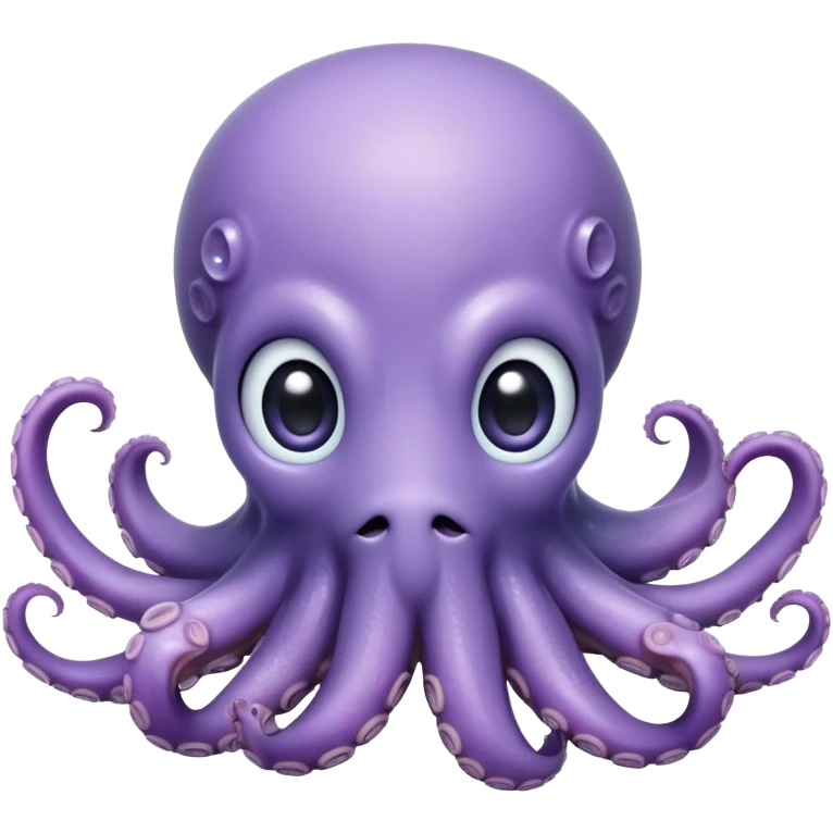 Cinematic Cute Shy Baby Octopus Portrait Emoji, Tentacles tucked slightly inward in an adorably bashful pose, featuring a softly glowing, round light blue-purple body with enormous, soulful eyes peering out timidly, Simplified yet irresistibly adorable features, highly detailed, glowing with a delicate, soothing marine radiance, high shine, quiet yet expressive, stylized with an air of gentle mystery, soft glowing outline, capturing the essence of a tiny, shy deep-sea creature that seems as if it could slowly peek out and explore the world with cautious curiosity! emoji