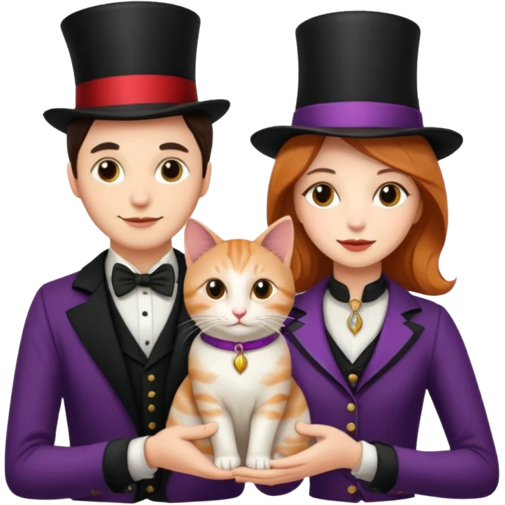magician couple and their pet cat emoji