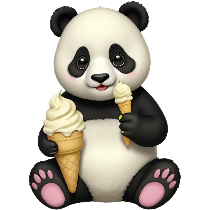 Panda eating ice cream emoji
