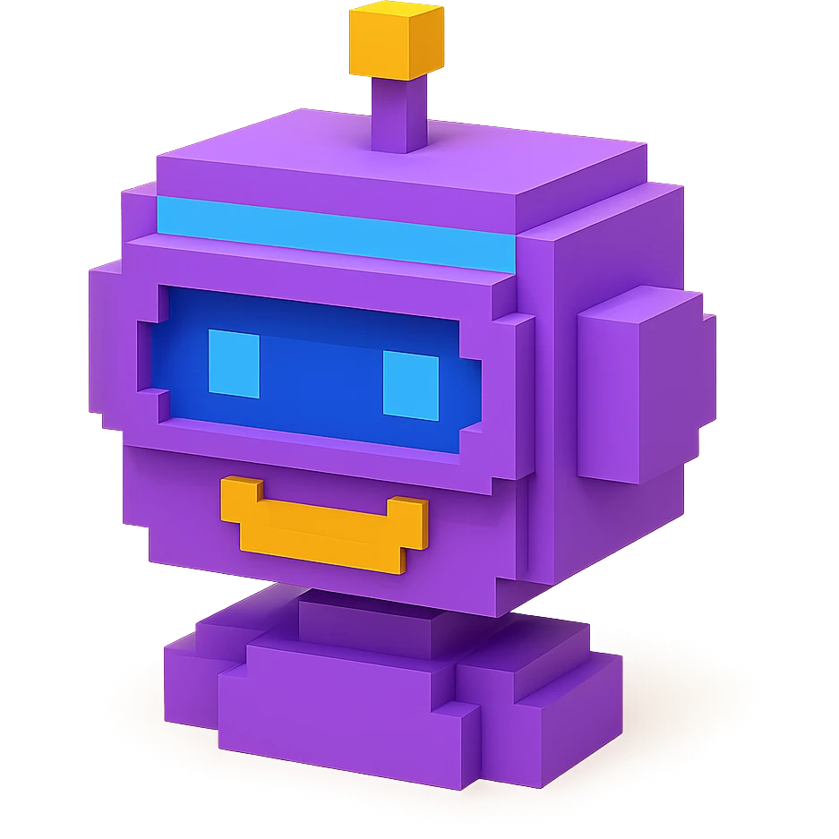 friendly robocop like ai sales teammate (head only) in purple color emoji