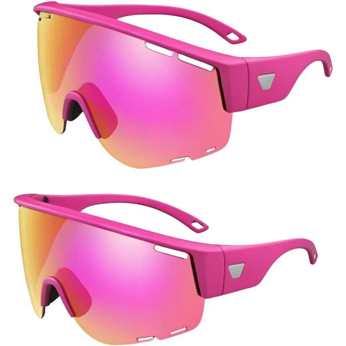 sporty pink shield visor sunglasses with extra thick frame and side protection, wraparound design, massive build, one-piece lens emoji