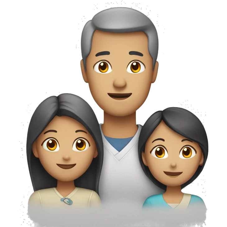 Family. White mother, asian father, 3 daughters emoji