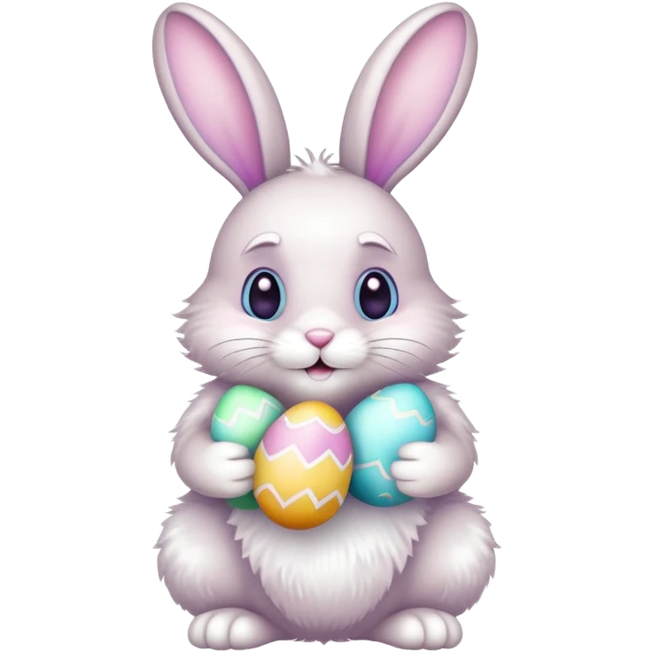 Easter bunny with colorful eggs emoji