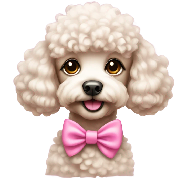 cute poodle dog wearing pink bow emoji