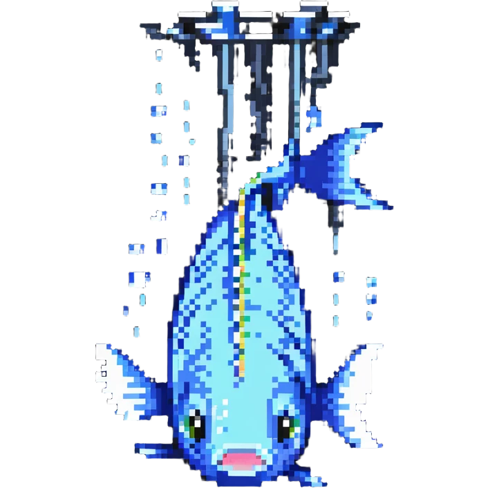 simple and funny fish peeing emoji