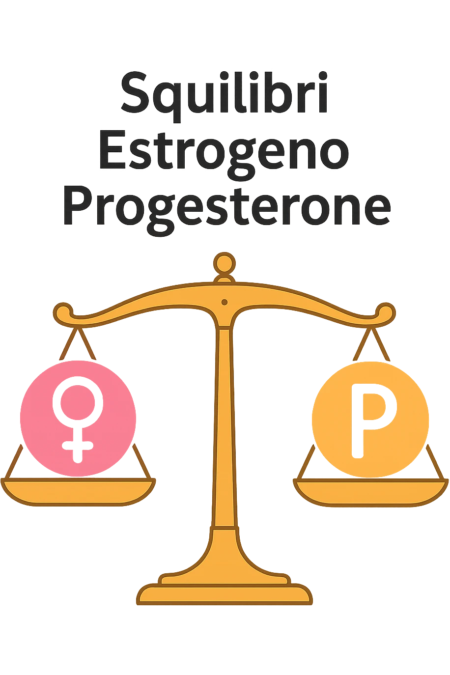 squilibri estrogeno progesterone in italiano senza sfondo con una bilancia emoji