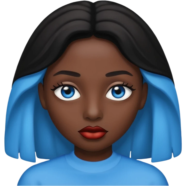 A 67 color blue black eye and lips. emoji