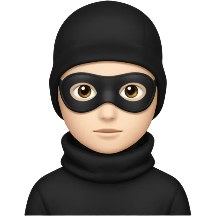 Hazme un emoji que sea una persona con pantalones anchos color negro con un saco negro y con un pasamontañas emoji