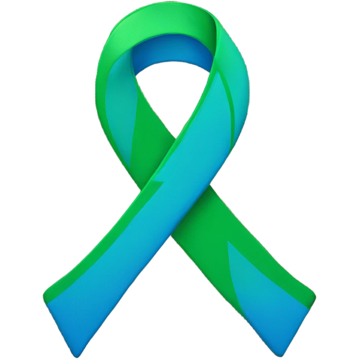 IIH awareness ribbon left half blue and right half green emoji