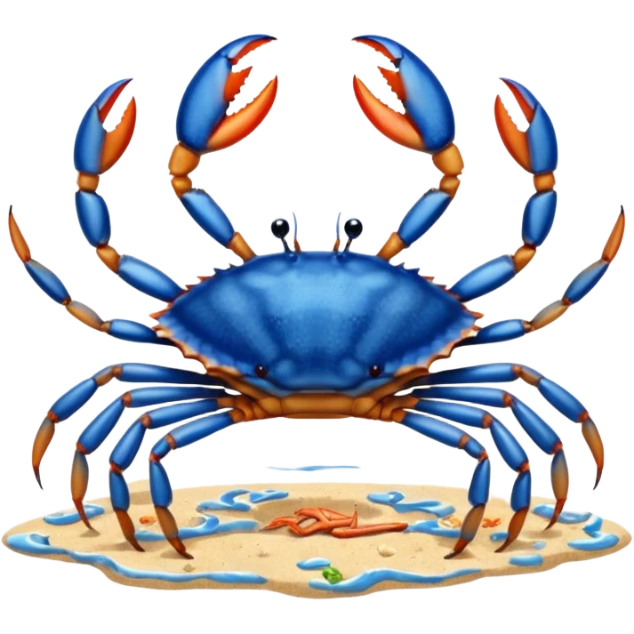 A blue crab with eight legs and two pincers emoji