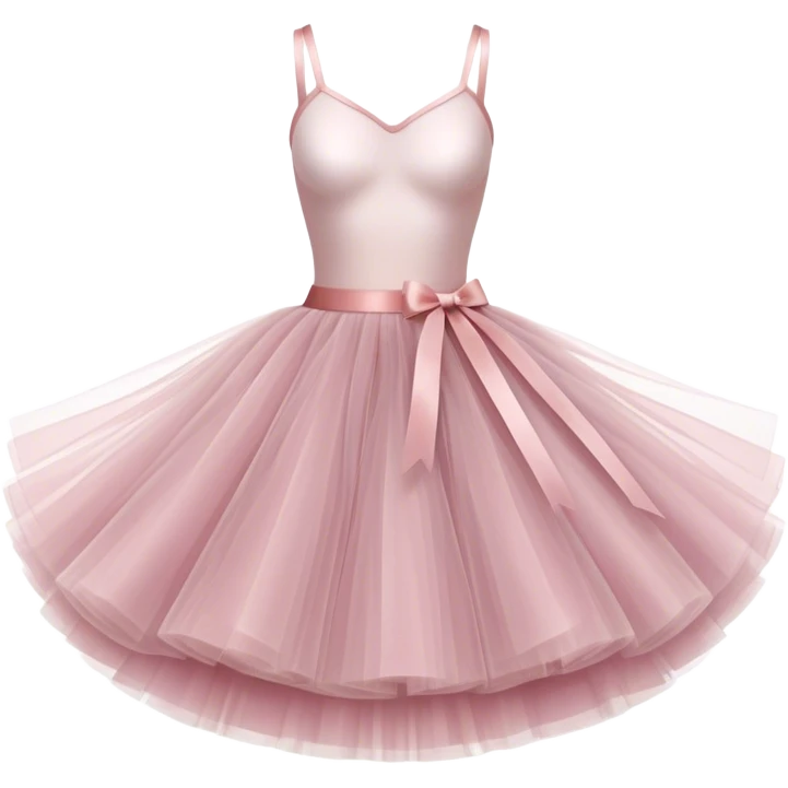 Cinematic Realistic Tutu, layers of fine, soft tulle forming a voluminous and airy skirt, delicate folds catching the light, slightly frayed edges adding authenticity, glowing softly with a warm and ethereal elegance. emoji