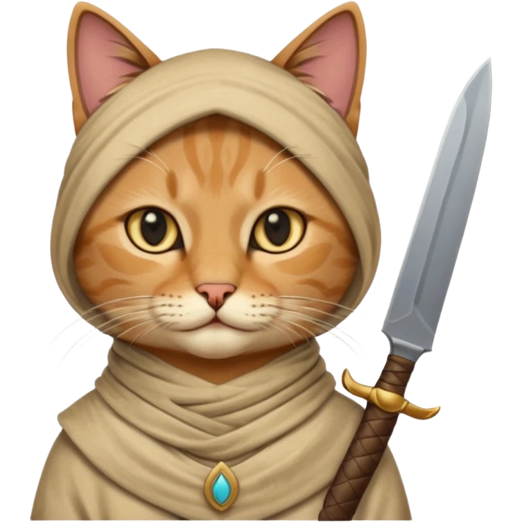 cat arab ancient army with small knife emoji