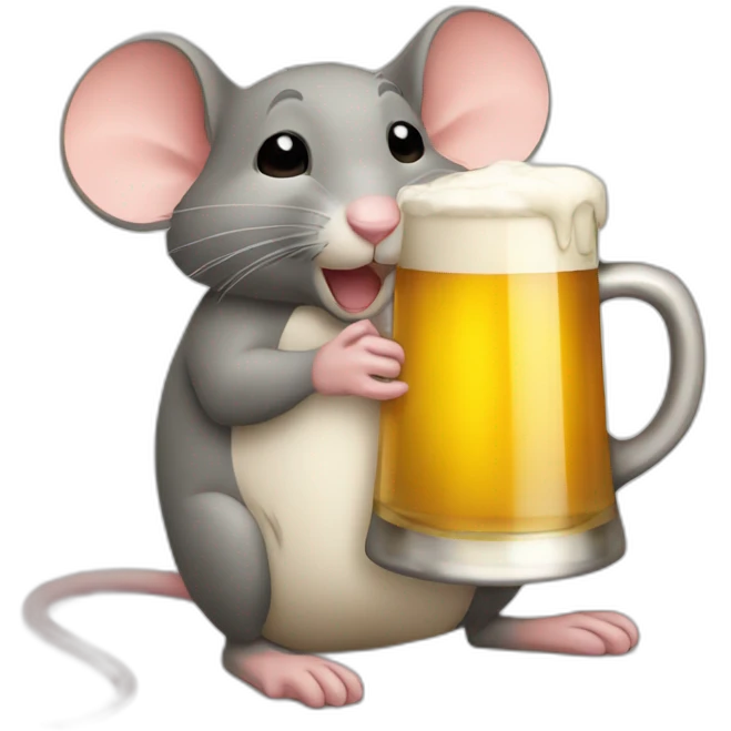 A mouse drinking a beer emoji