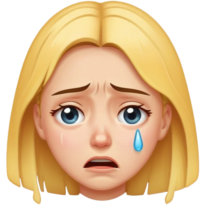 a girl crying in pain, sad, tears streaming down face emoji