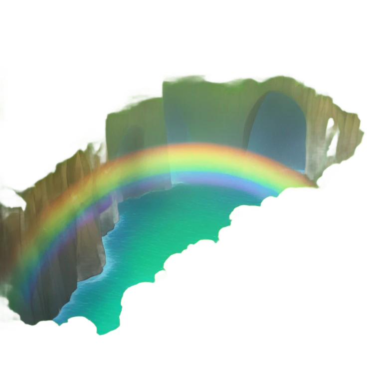 Rainbow in forest by ocean emoji