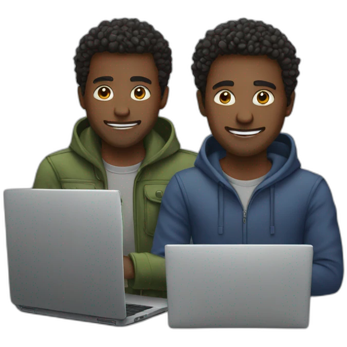 two guys usin their laptops emoji