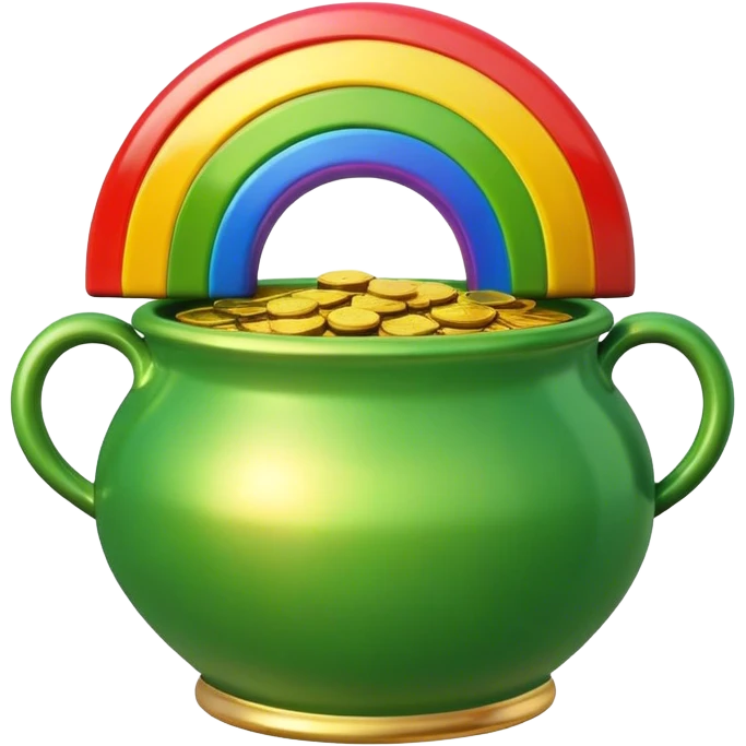 Green Pot of Gold with a Rainbow over the top emoji