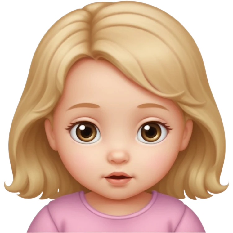 The head of a Cherubic infant baby girl with a tuff of hair and big dreamy eyes emoji