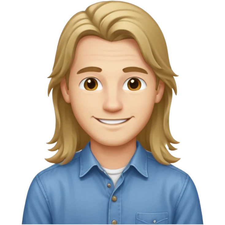 homme jeune cheveux long avec le sourire style européen emoji