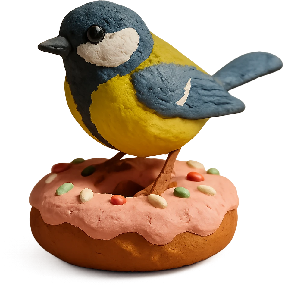 great tit bird on a donut emoji