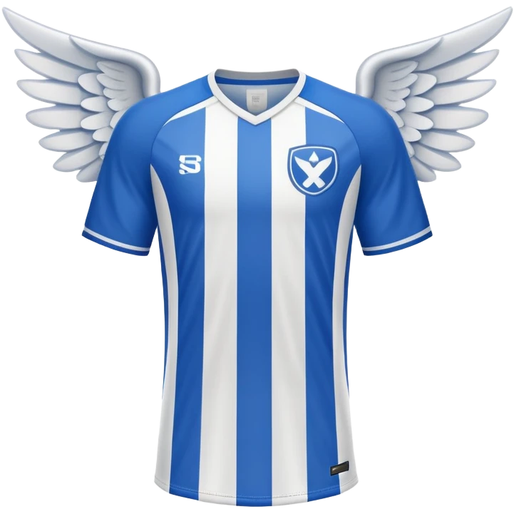 Blue and white soccer jersey with an angel symbol on the front emoji