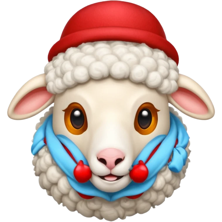 Sheep wear a red hat emoji