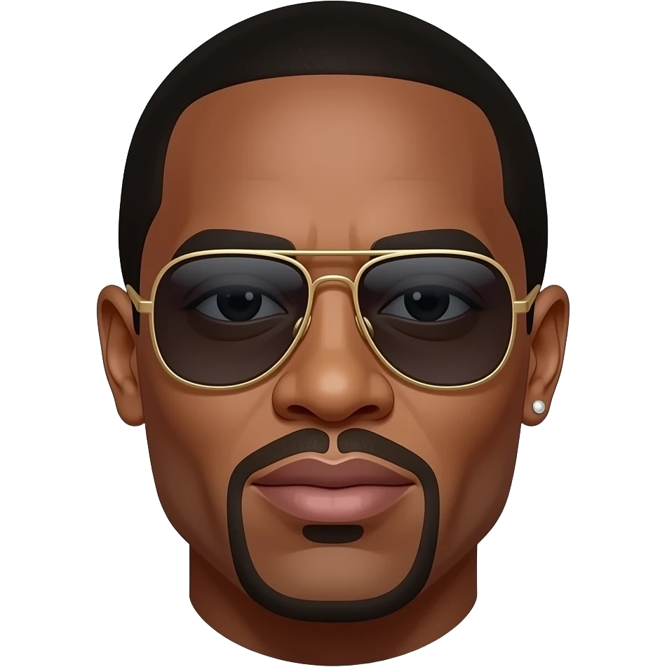 P Diddy head and no body with a dodgy look on his face. Wearing shades. One earring. emoji