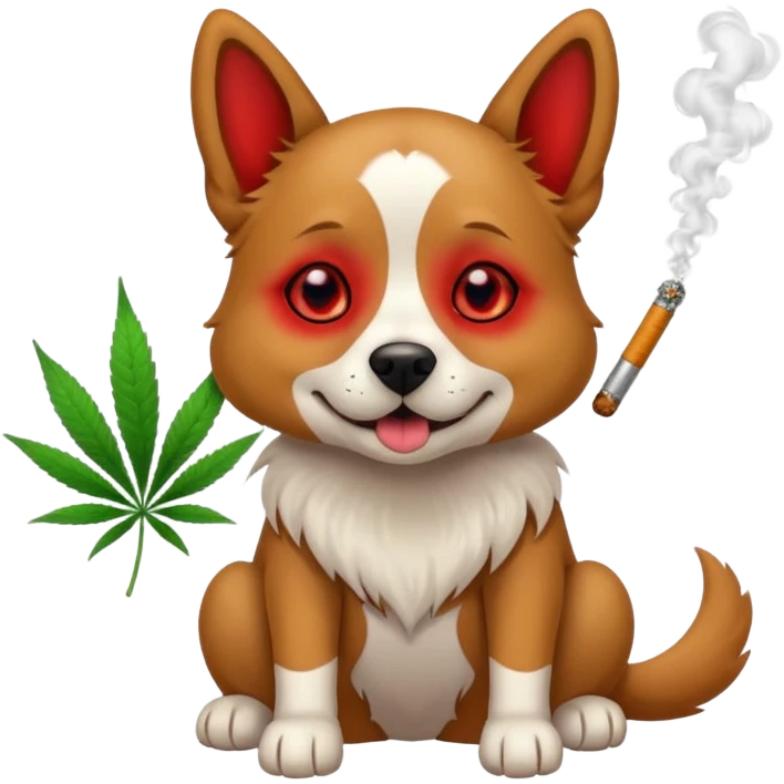 Dog smoking weed emoji